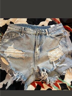 Shein Distressed Light Blue Denim Women's Shorts